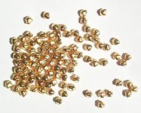 100 4mm Gold Plated Corrugated Bicone Metal Beads